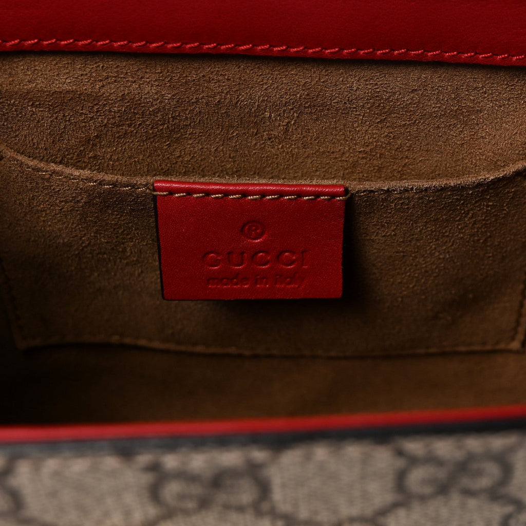 GG Supreme Monogram Calfskin Small Padlock Shoulder Bag Beige Hibiscus Red New Rosette product image 6, provided for visual