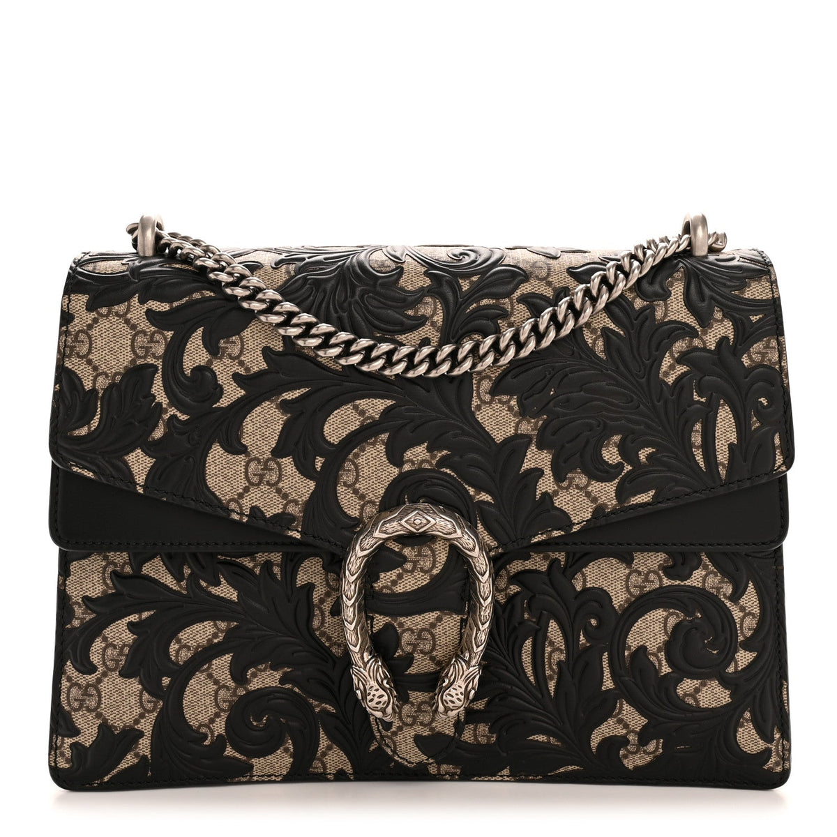 GG Supreme Monogram Arabesque Medium Dionysus Shoulder Bag Black product image 1, provided for visual reference and product