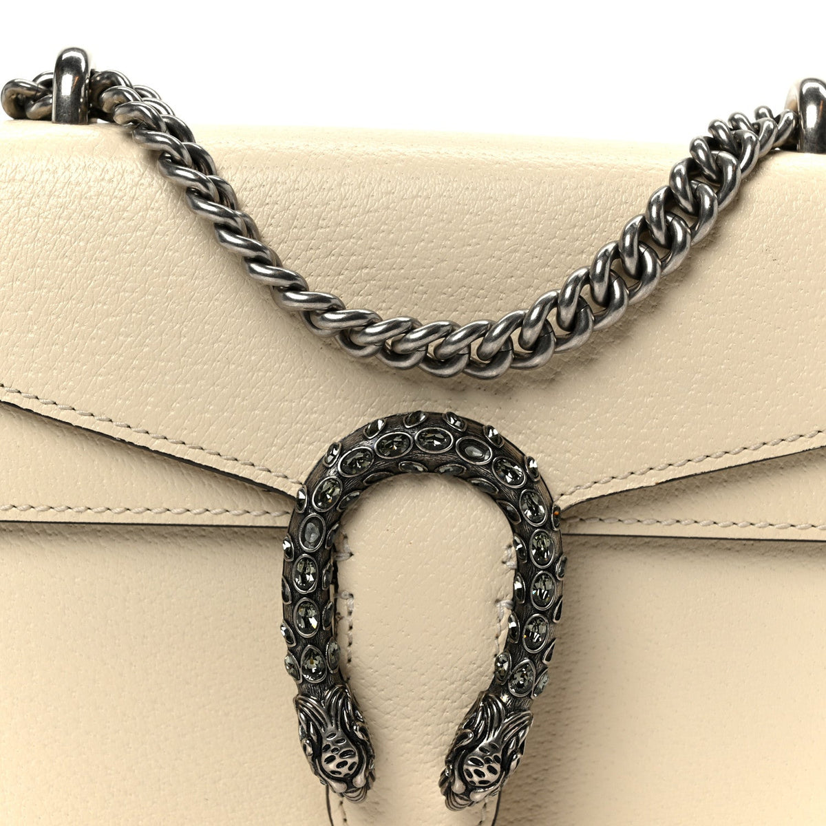 Textured Calfskin Crystal Mini Dionysus Shoulder Bag Mystic White product image 9, provided for visual reference and product