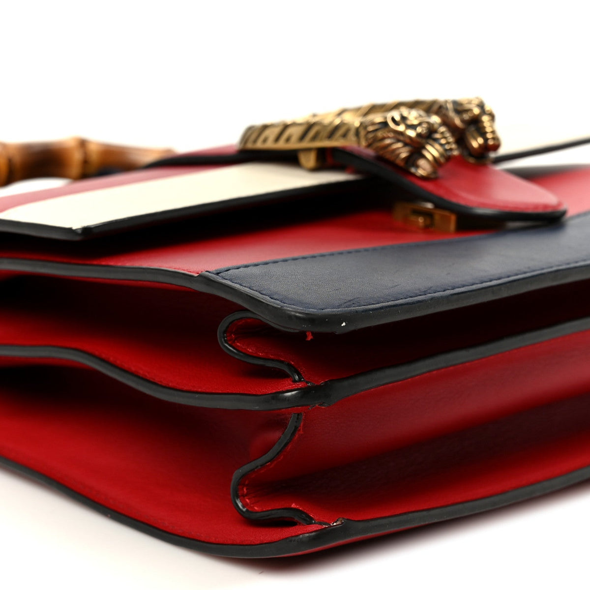 Calfskin Bamboo Web Medium Dionysus Top Handle Bag Red White Blue product image 10, provided for visual reference and