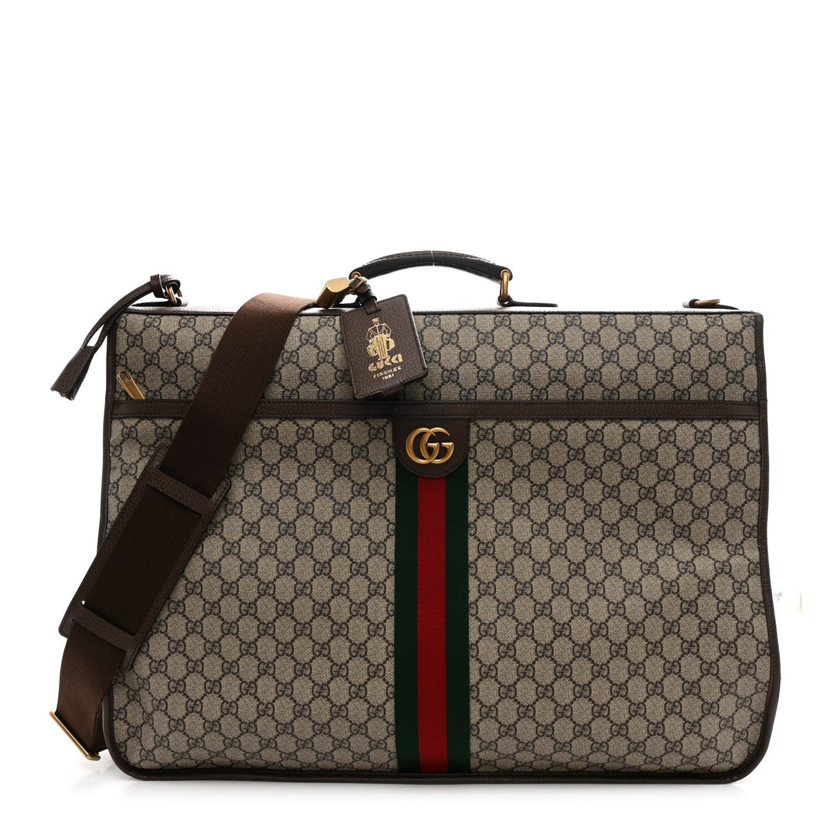 GG Supreme Monogram Textured Dollar Calfskin Web Ophidia Savoy Garment Bag Beige Ebony New Acero product image 1, provided