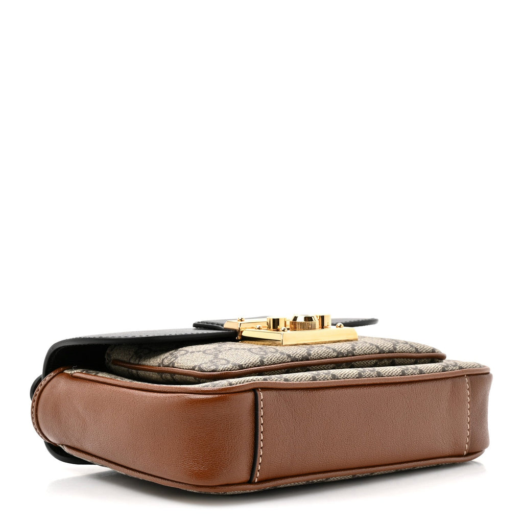 GG Supreme Monogram New Sakai Lux Calfskin Mini Padlock Flap Pocket Shoulder Bag Beige Ebony Black Cuir product image 4,