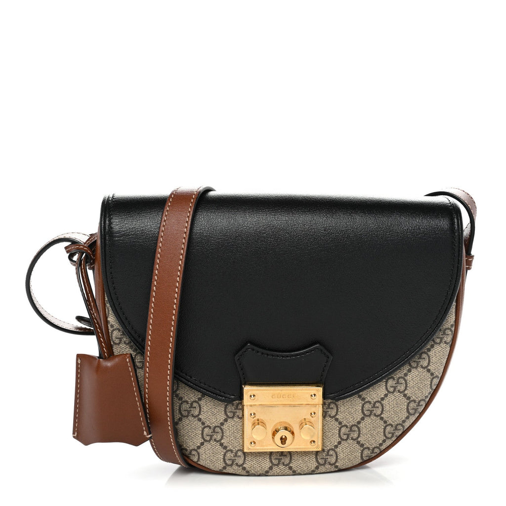 GG Supreme Monogram Calfskin Small Padlock Messenger Shoulder Bag Beige Black Cuir product image 1, provided for visual