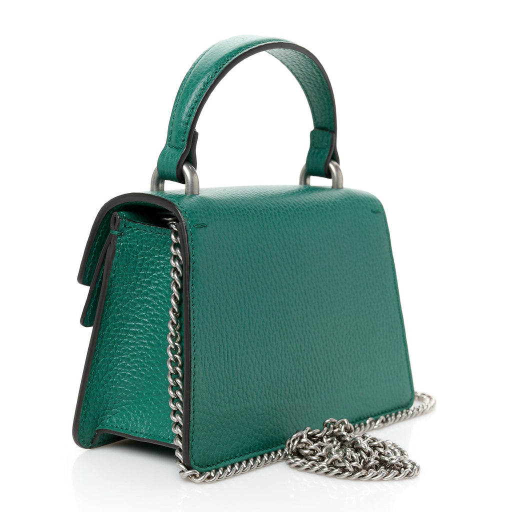 Dollar Calfskin Crystal Mini Dionysus Top Handle Bag Emerald product image 3, provided for visual reference and product