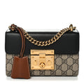 GG Supreme Monogram Calfskin Small Padlock Shoulder Bag Beige Black Cuir product image 1, provided for visual reference and