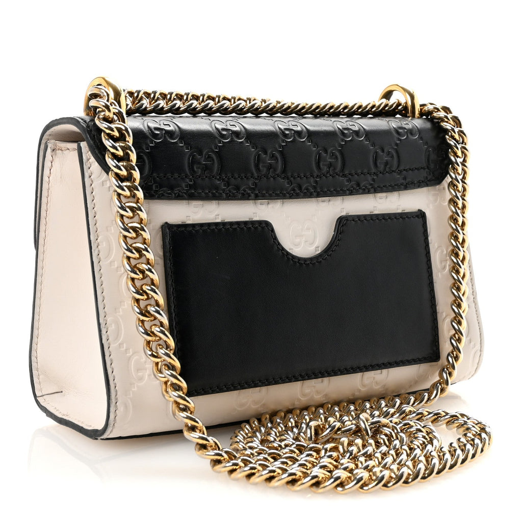 Guccissima Small Padlock Shoulder Bag Black White product image 3, provided for visual reference and product detail review