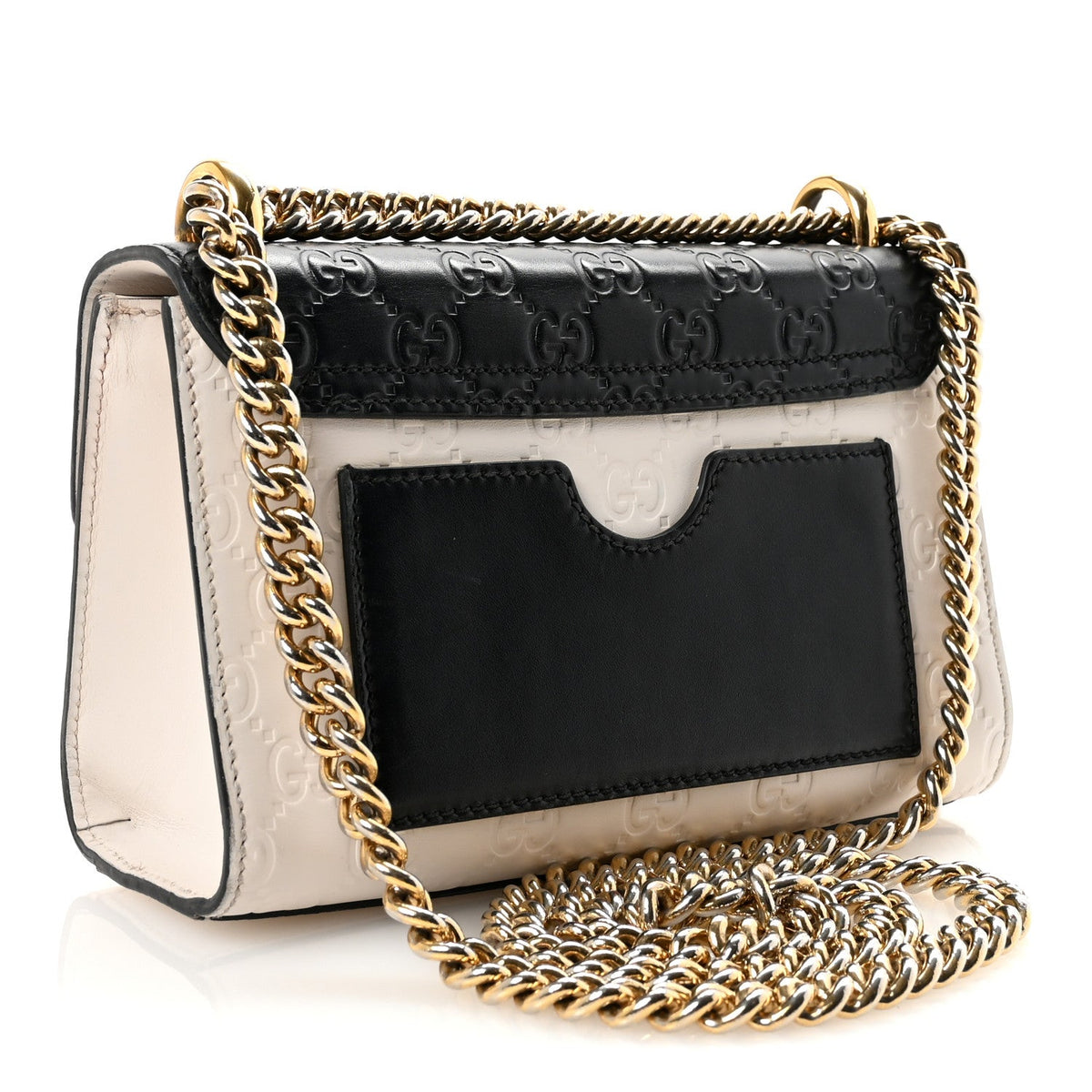 Guccissima Small Padlock Shoulder Bag Black White product image 3, provided for visual reference and product detail review