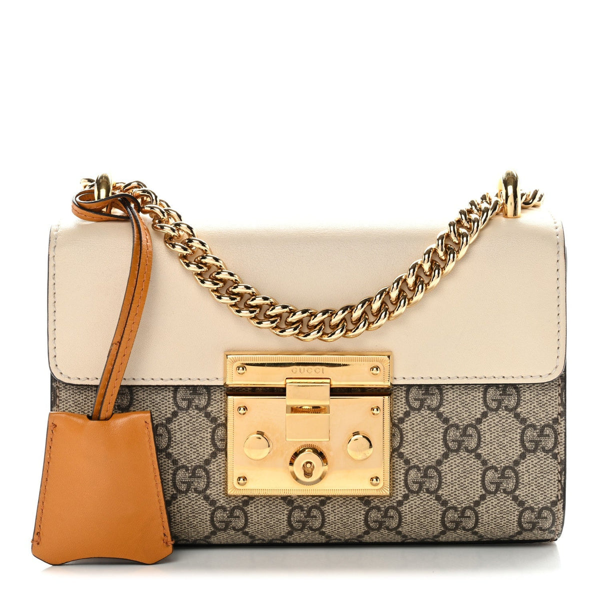 GG Supreme Monogram Calfskin Small Padlock Shoulder Bag Beige Mystic White Sun Oil product image 1, provided for visual