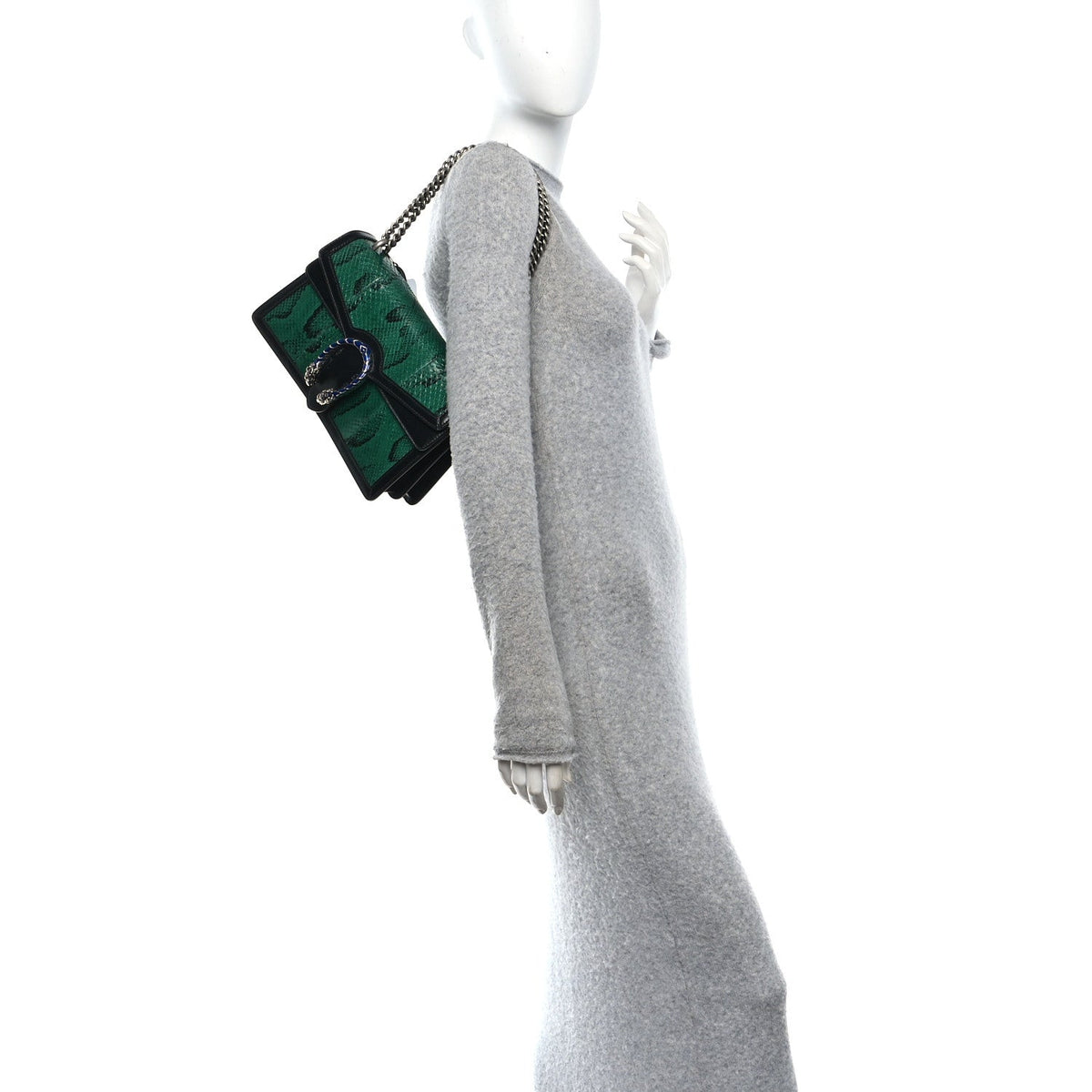 Snakeskin Enamel Small Dionysus Shoulder Bag Green product image 2, provided for visual reference and product detail review