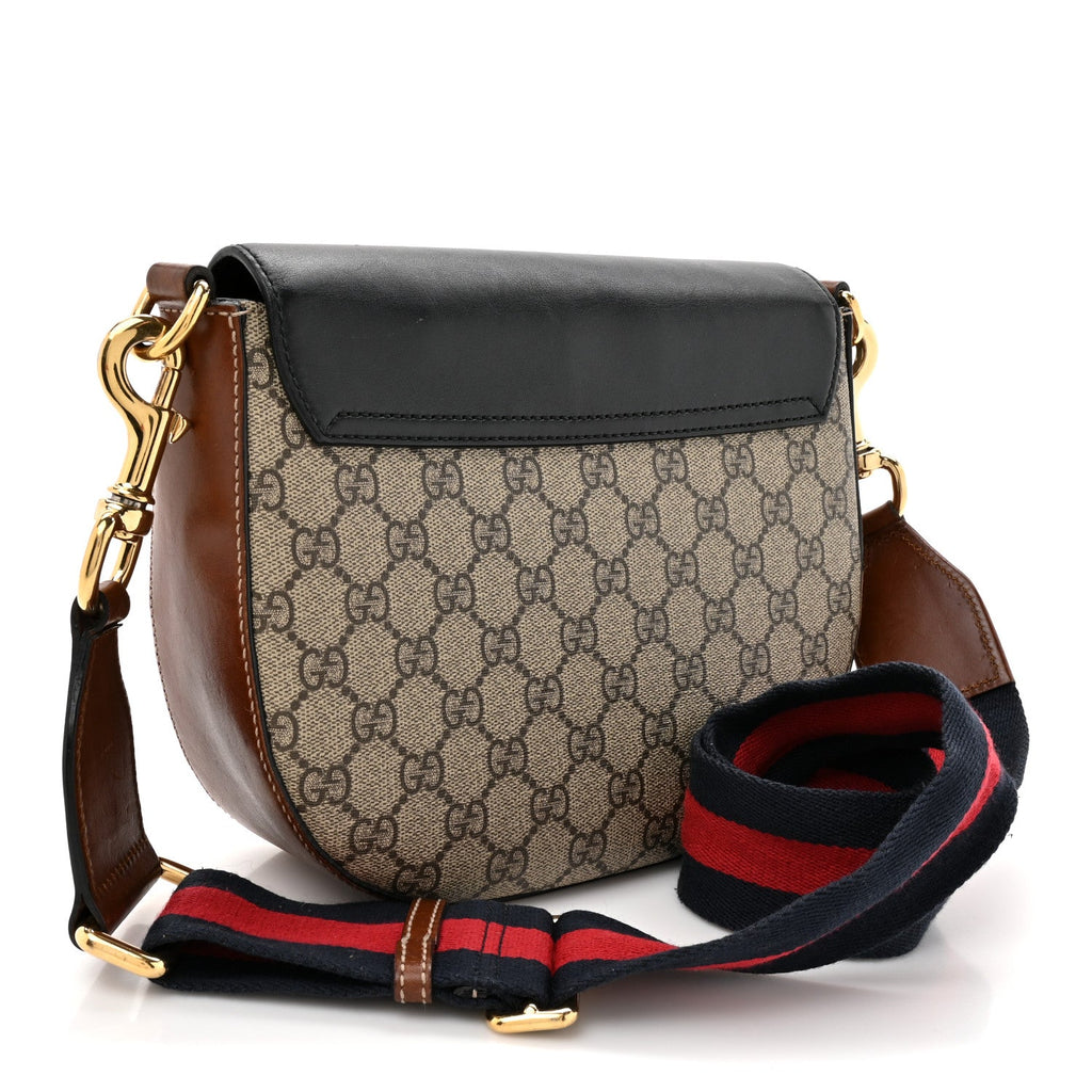 GG Supreme Monogram Web Medium Padlock Messenger Shoulder Bag Black product image 3, provided for visual reference and