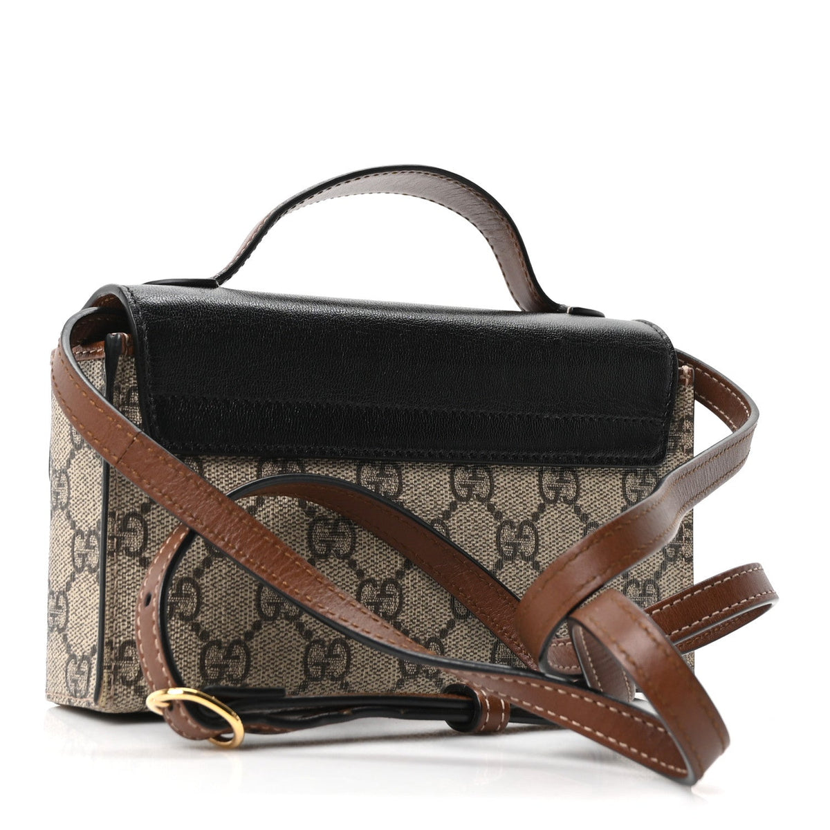 GG Supreme Monogram Calfskin Mini Padlock Top Handle Shoulder Bag Beige Black Cuir product image 3, provided for visual