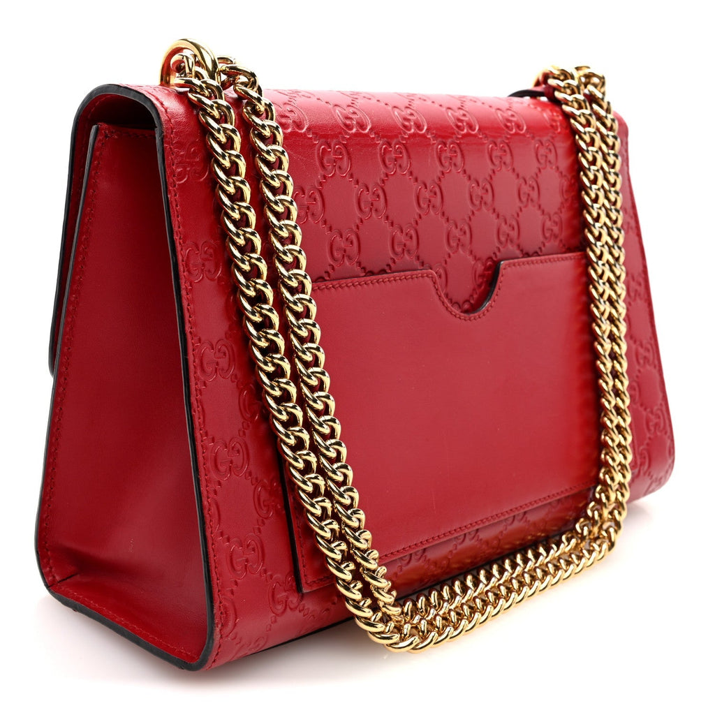 Guccissima Medium Padlock Shoulder Bag Hibiscus Red product image 3, provided for visual reference and product detail review