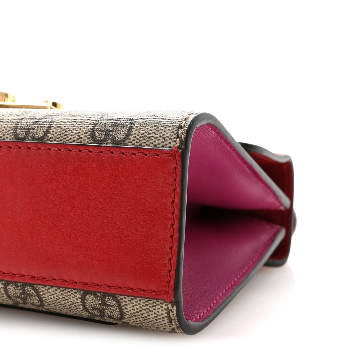 GG Supreme Monogram Calfskin Small Padlock Shoulder Bag Beige Hibiscus Red New Rosette product image 10, provided for visual