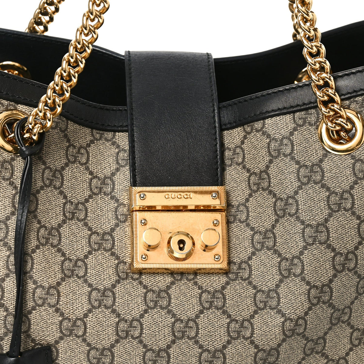 GG Supreme Monogram Medium Padlock Tote Black product image 8, provided for visual reference and product detail review