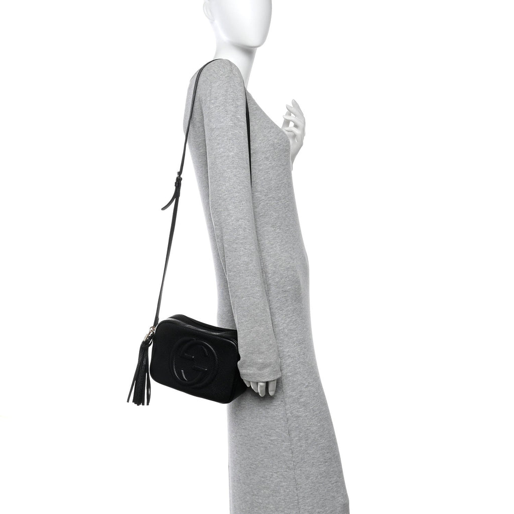 Pebbled Calfskin Small Soho Disco Bag Black product image 2, provided for visual reference and product detail review