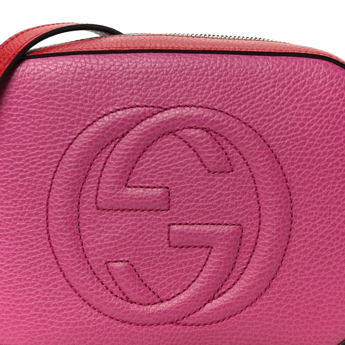 Dollar Calfskin Bi-Color Small Soho Disco Bag New Rosette Hibiscus Red product image 9, provided for visual reference and