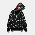 Bathing Ape Hoodie Autumn and Winter Men Shark Luminous Camouflage Brushed Shark Sweater Men Hooded Casual Coat product