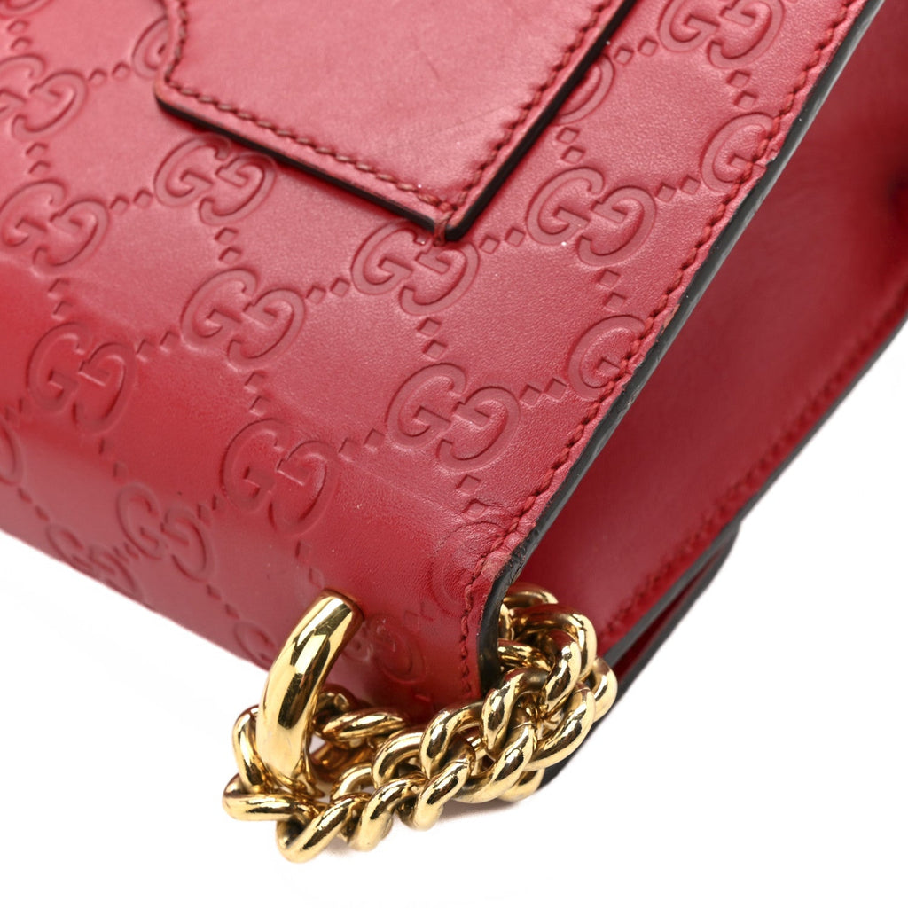 Guccissima Small Padlock Shoulder Bag Hibiscus Red product image 16, provided for visual reference and product detail review