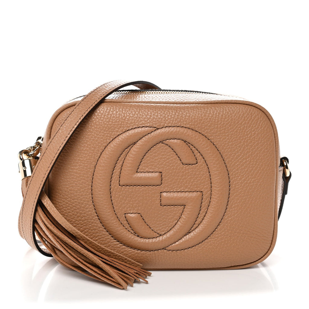 Pebbled Calfskin Small Soho Disco Bag Camelia product image 1, provided for visual reference and product detail review