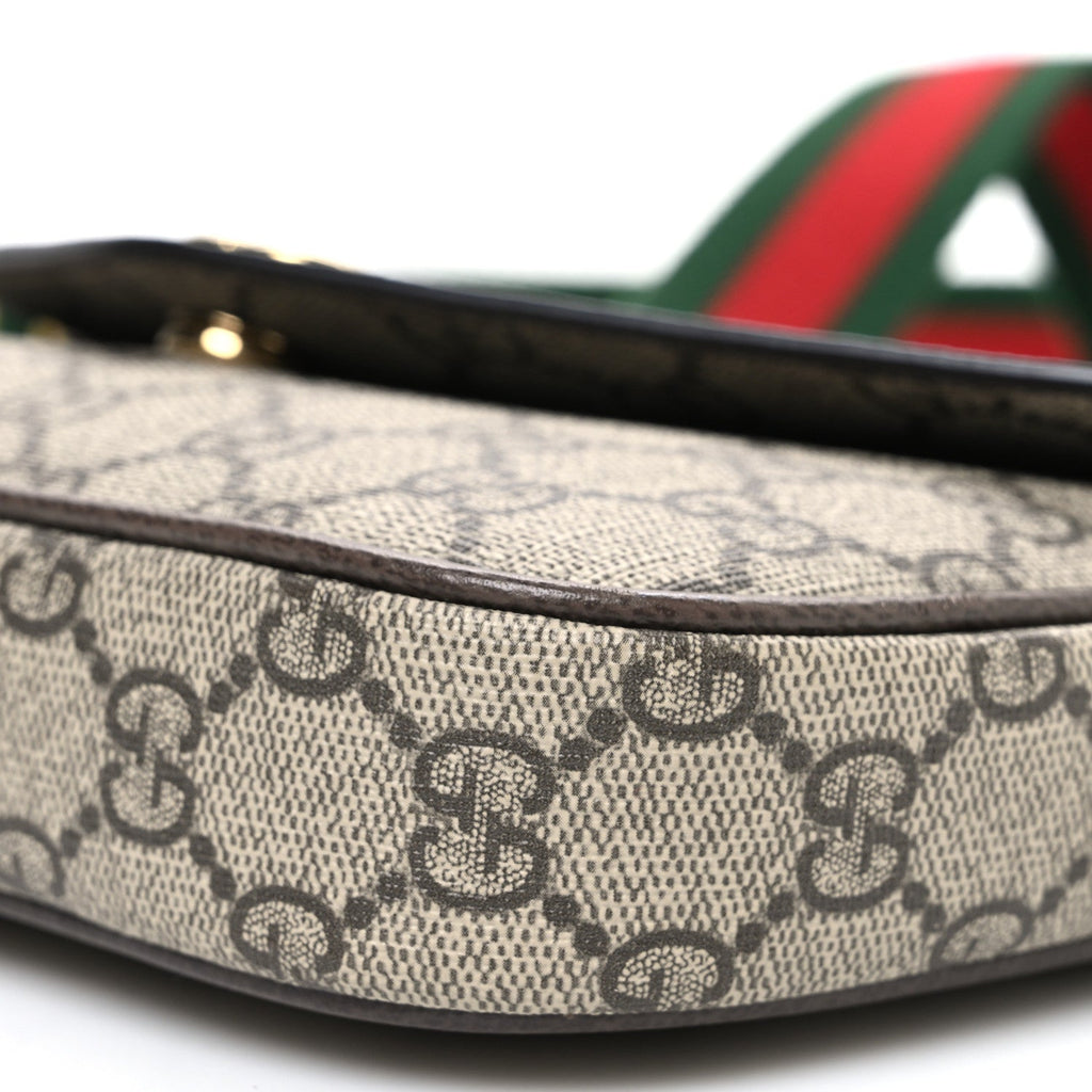 GG Supreme Monogram Textured Dollar Calfskin Web Mini Ophidia Envelope Shoulder Bag Beige Ebony New Acero product image 10,