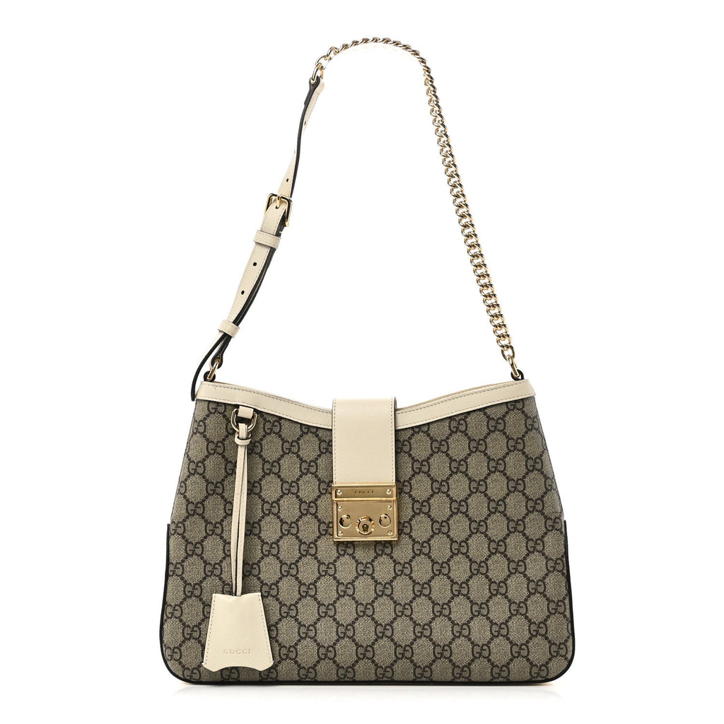 GG Supreme Monogram Moon Calfskin Medium Padlock Shoulder Bag Beige Ebony Mystic White product image 1, provided for visual