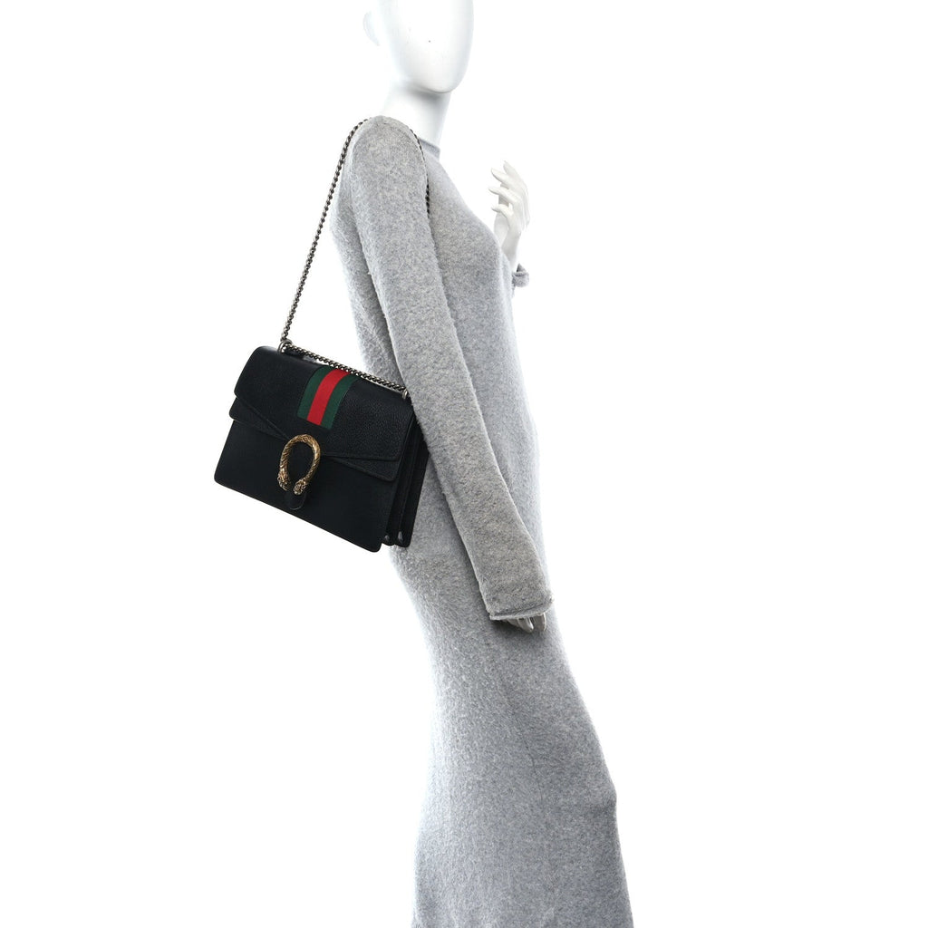 Calfskin Web Small Dionysus Shoulder Bag Black product image 2, provided for visual reference and product detail review