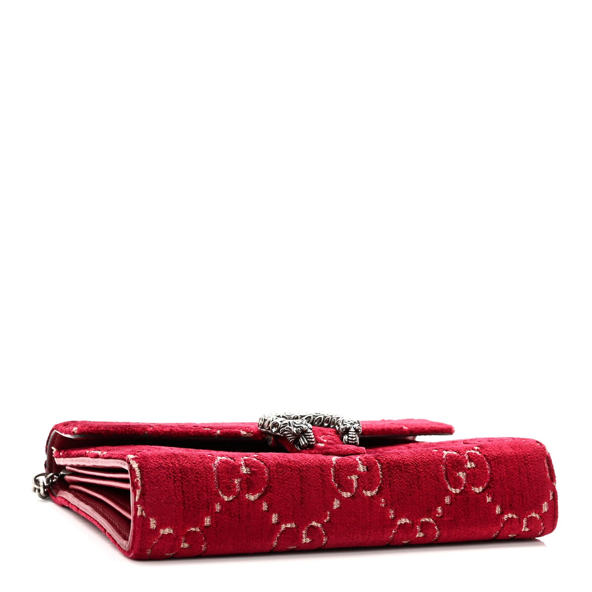 Velvet GG Monogram Mini Dionysus Chain Wallet Red Cipria product image 4, provided for visual reference and product detail