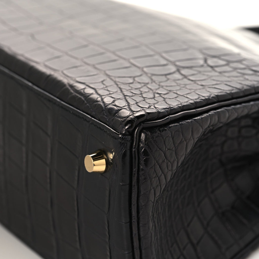 Matte Alligator Kelly Retourne 28 Black product image 9, provided for visual reference and product detail review