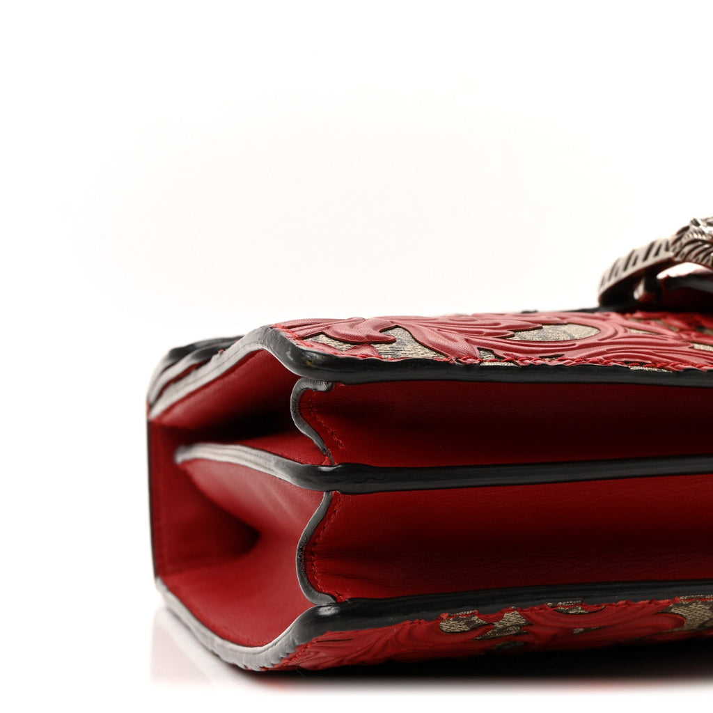 GG Supreme Monogram Arabesque Medium Dionysus Shoulder Bag Hibiscus Red product image 9, provided for visual reference and