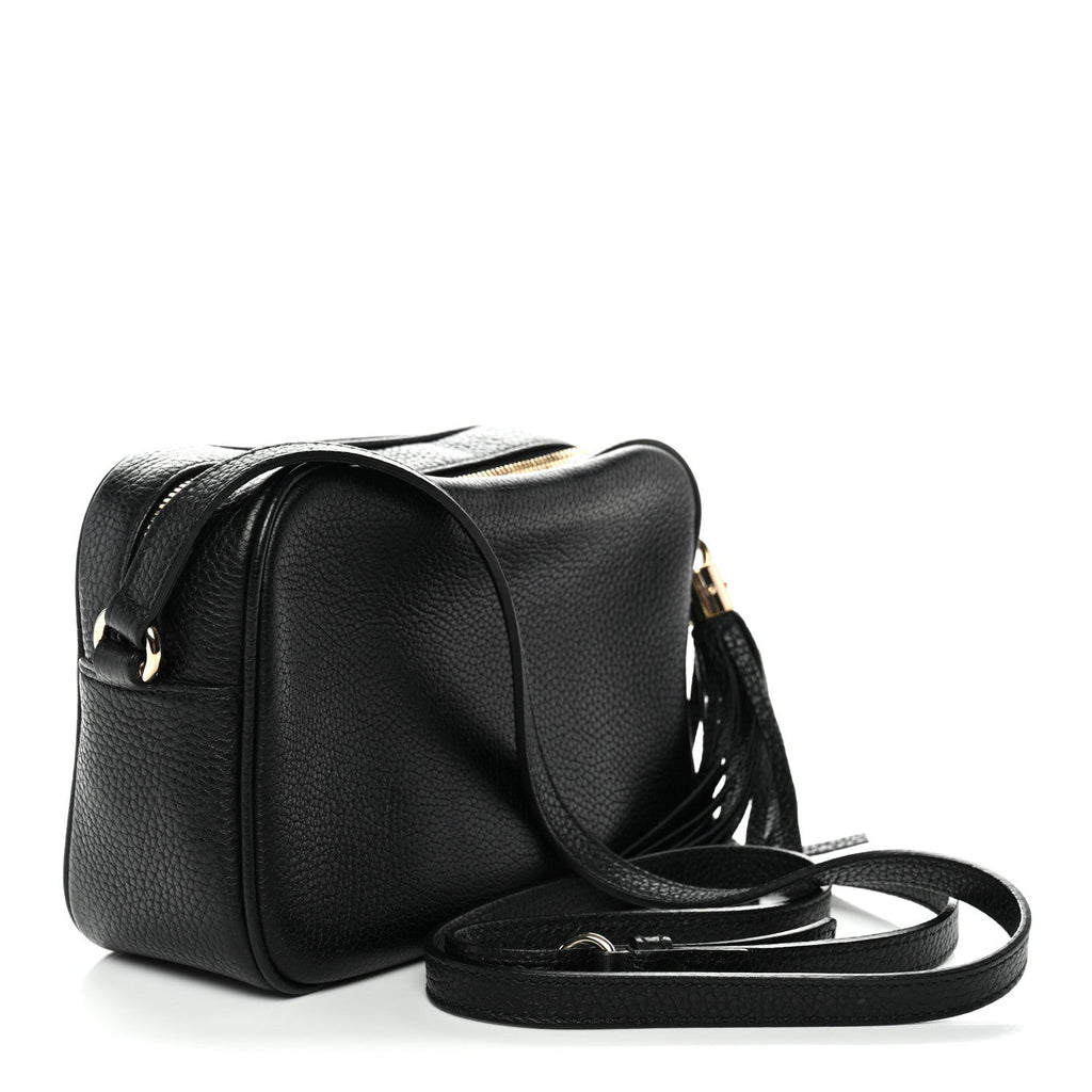 Pebbled Calfskin Small Soho Disco Bag Black product image 3, provided for visual reference and product detail review