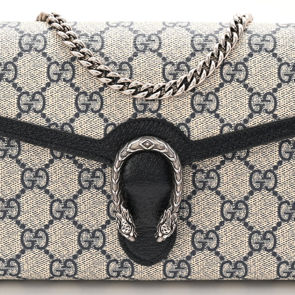 GG Supreme Monogram Textured Dollar Calfskin Mini Dionysus Chain Wallet Beige Blue product image 8, provided for visual