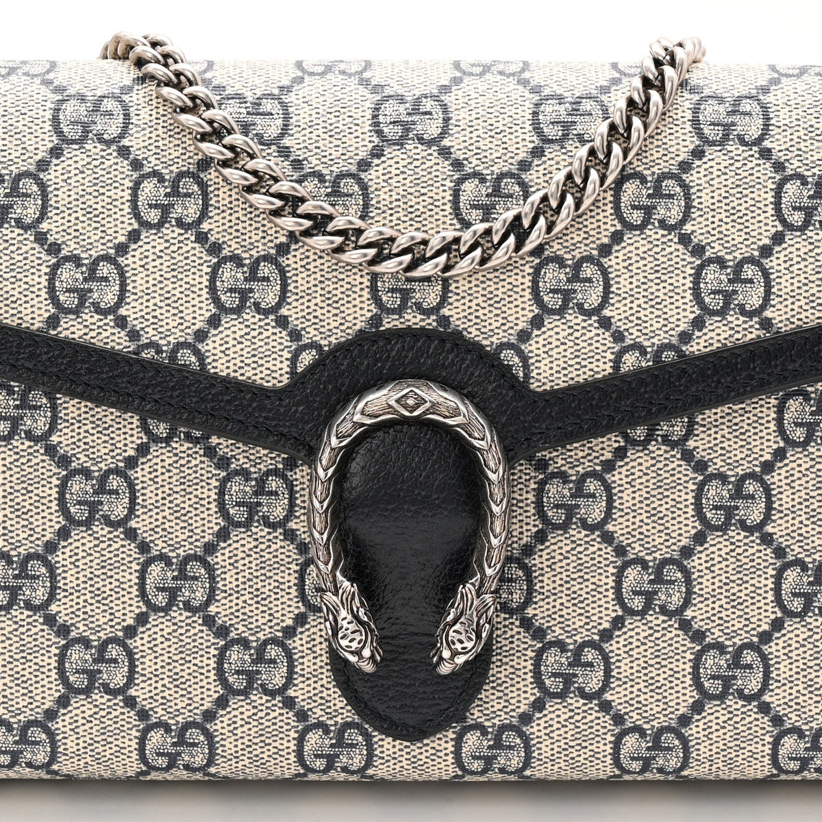 GG Supreme Monogram Textured Dollar Calfskin Mini Dionysus Chain Wallet Beige Blue product image 8, provided for visual
