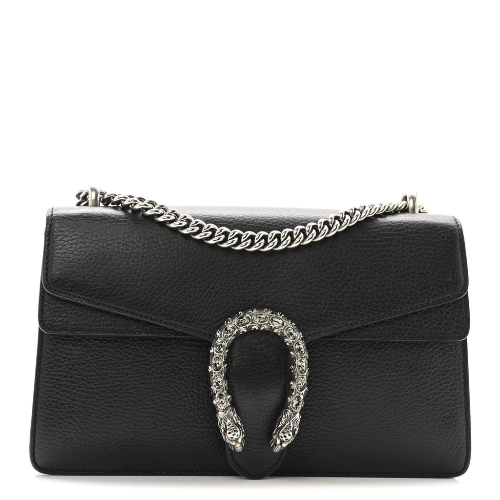 Pebbled Calfskin Small Dionysus Shoulder Bag Black product image 1, provided for visual reference and product detail review