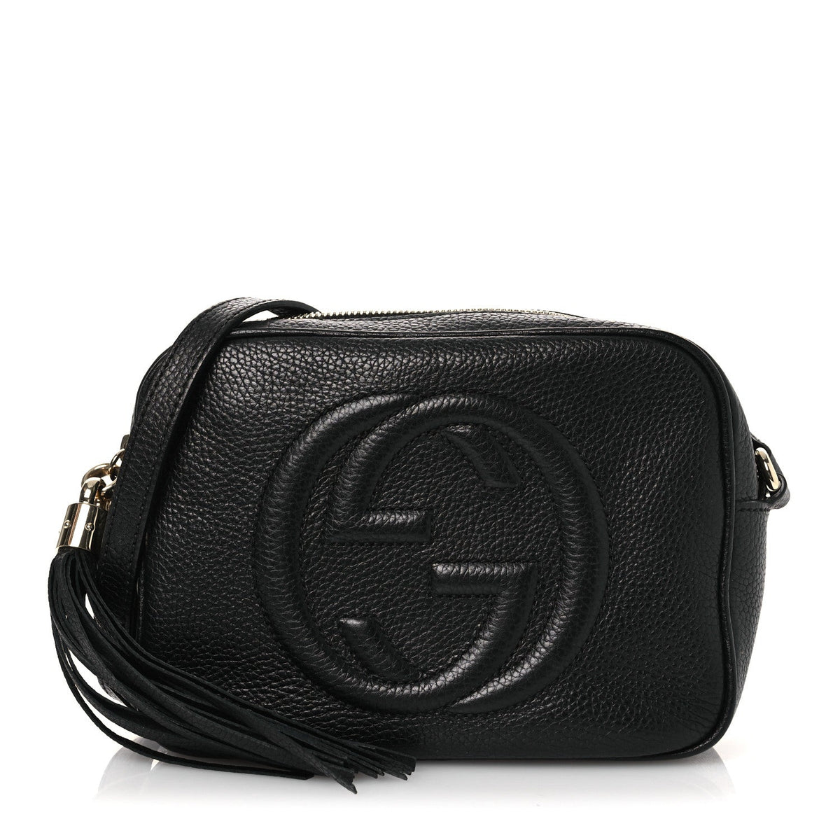 Pebbled Calfskin Small Soho Disco Bag Black product image 1, provided for visual reference and product detail review