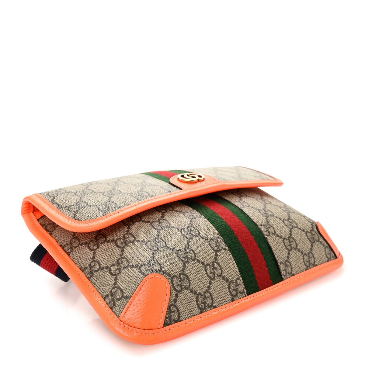 GG Supreme Monogram Web Small Ophidia Belt Bag Beige Ebony Orange Fluo product image 4, provided for visual reference and