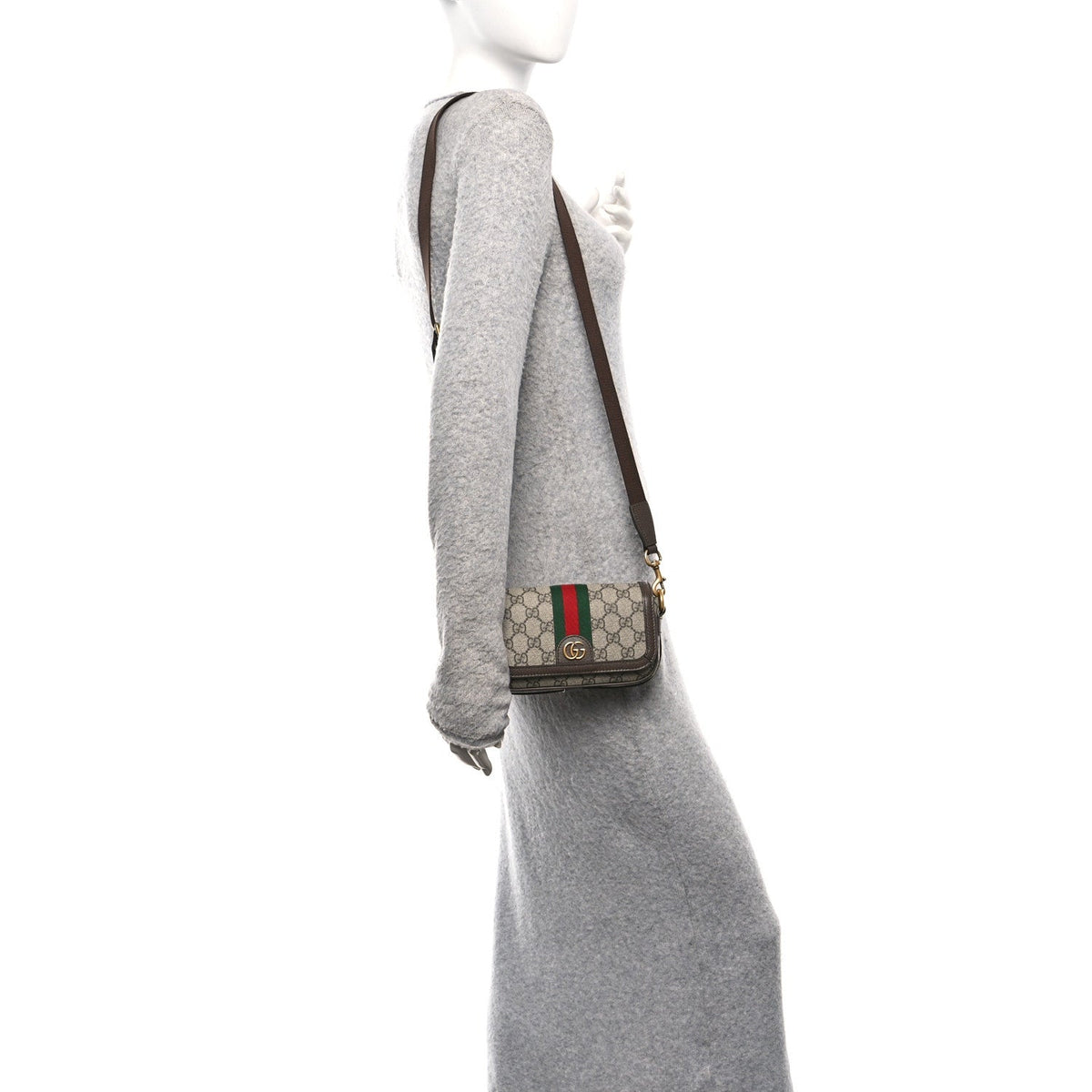 GG Supreme Monogram Web Mini Ophidia Flap Shoulder Bag Brown product image 2, provided for visual reference and product