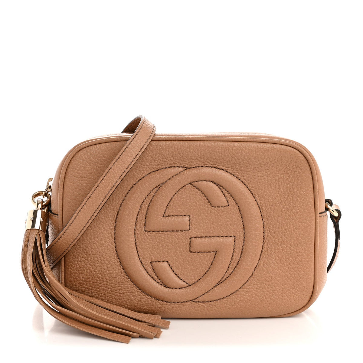 Pebbled Calfskin Small Soho Disco Bag Camelia product image 1, provided for visual reference and product detail review