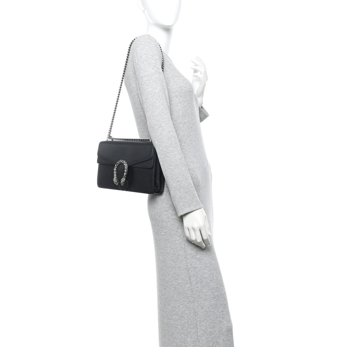 Pebbled Calfskin Small Dionysus Shoulder Bag Black product image 2, provided for visual reference and product detail review