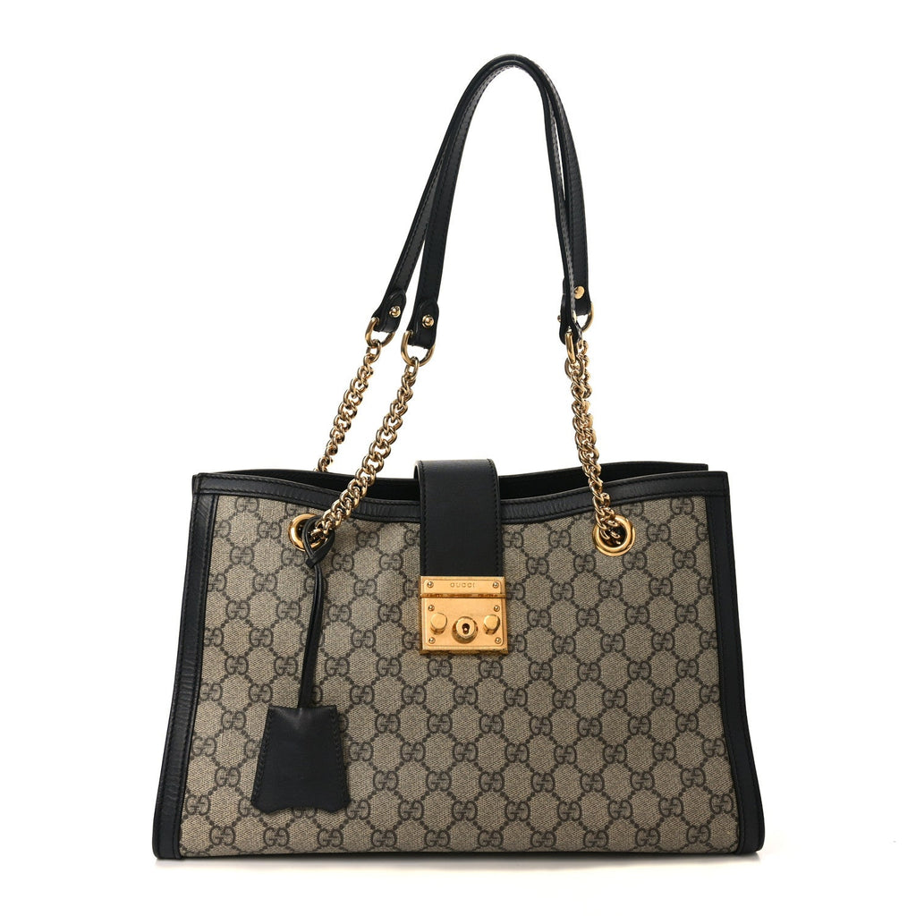 GG Supreme Monogram Medium Padlock Tote Black product image 2, provided for visual reference and product detail review