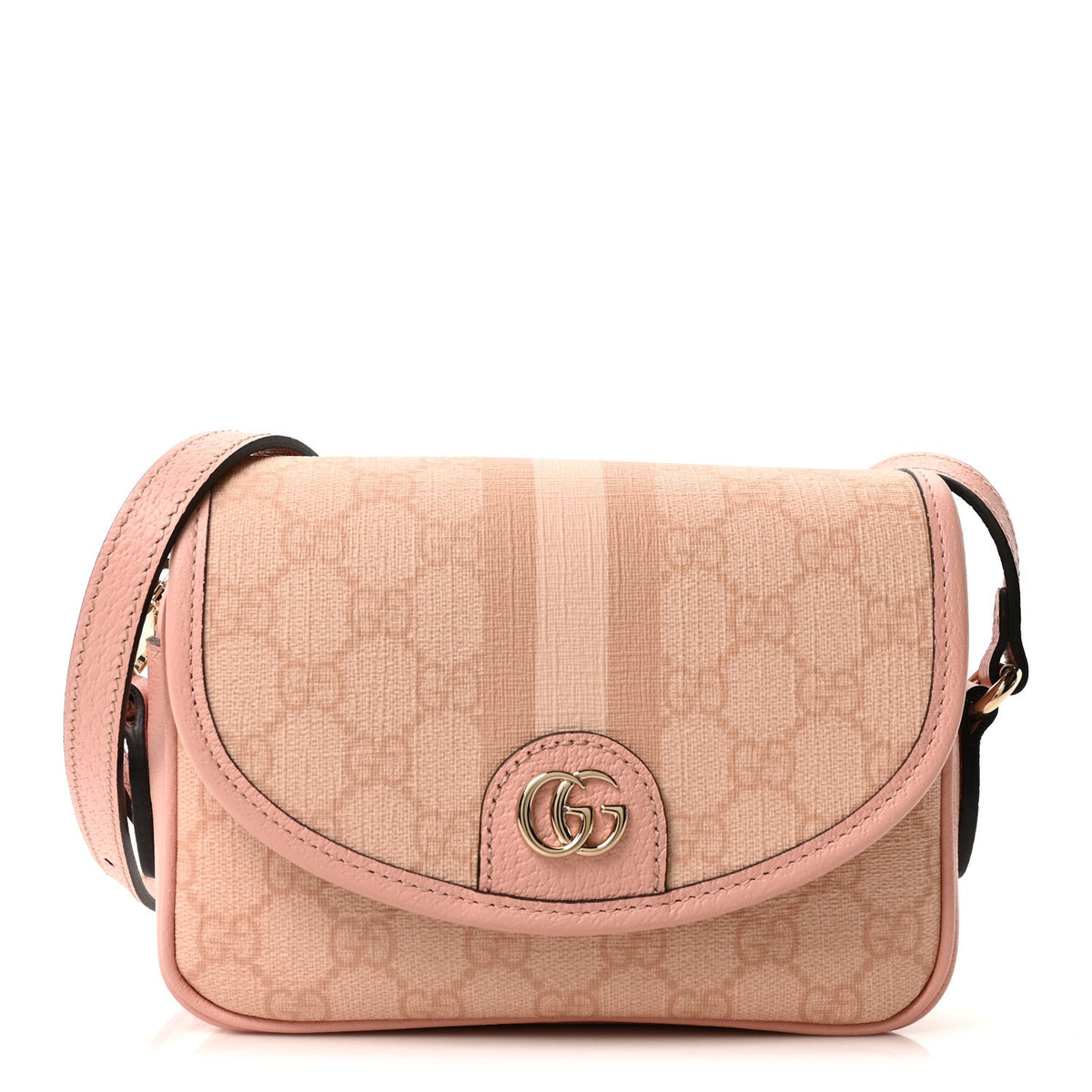 GG Supreme Monogram Textured Dollar Calfskin Mini Ophidia Flap Shoulder Bag Rose Pink product image 1, provided for visual