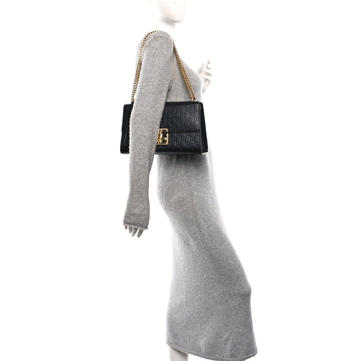 Guccissima Medium Padlock Shoulder Bag Black product image 2, provided for visual reference and product detail review