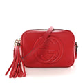 Pebbled Calfskin Small Soho Disco Bag Tabasco Red product image 1, provided for visual reference and product detail review