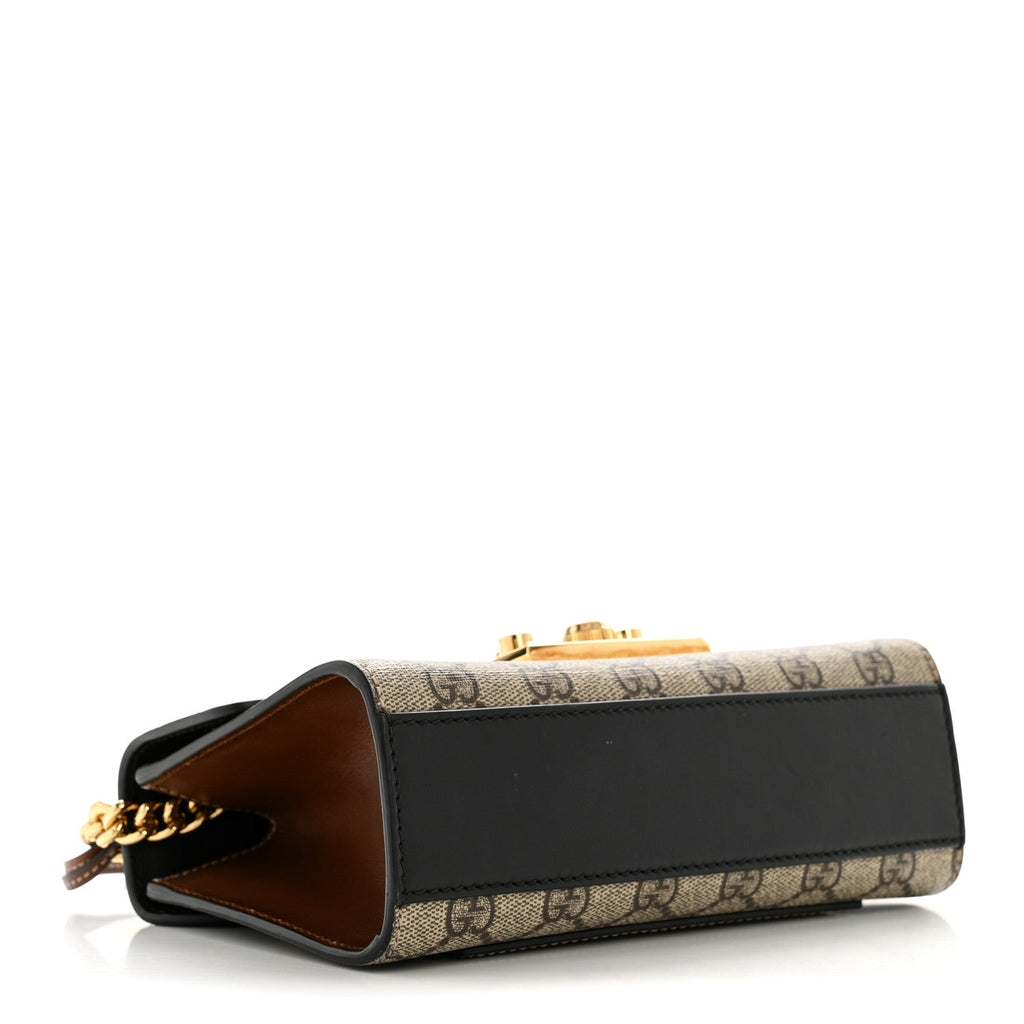 GG Supreme Monogram Calfskin Small Padlock Shoulder Bag Beige Black Cuir product image 4, provided for visual reference and