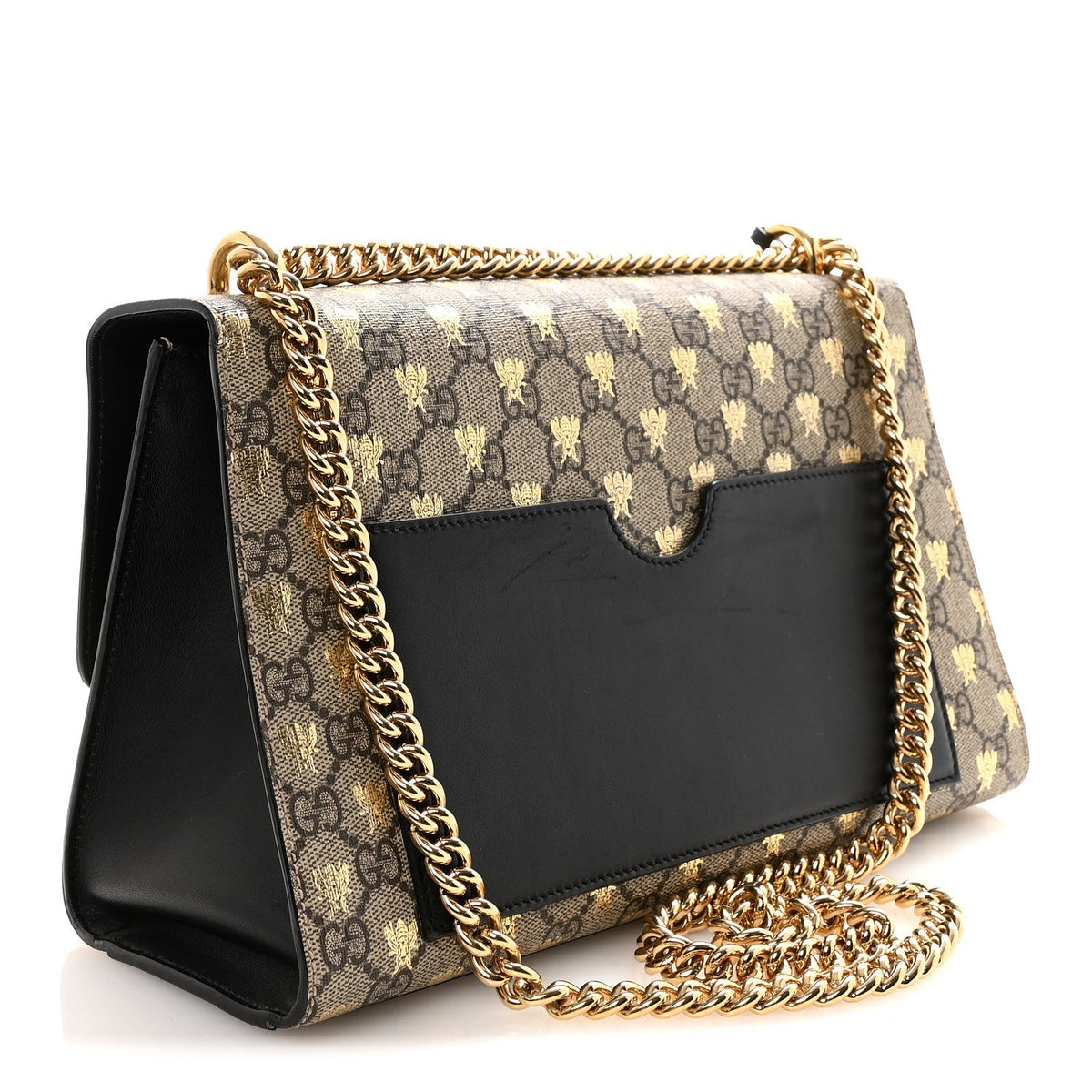 GG Supreme Monogram Bees Medium Padlock Shoulder Bag Beige Oro Black product image 3, provided for visual reference and