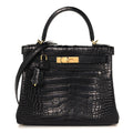 Matte Alligator Kelly Retourne 28 Black product image 1, provided for visual reference and product detail review