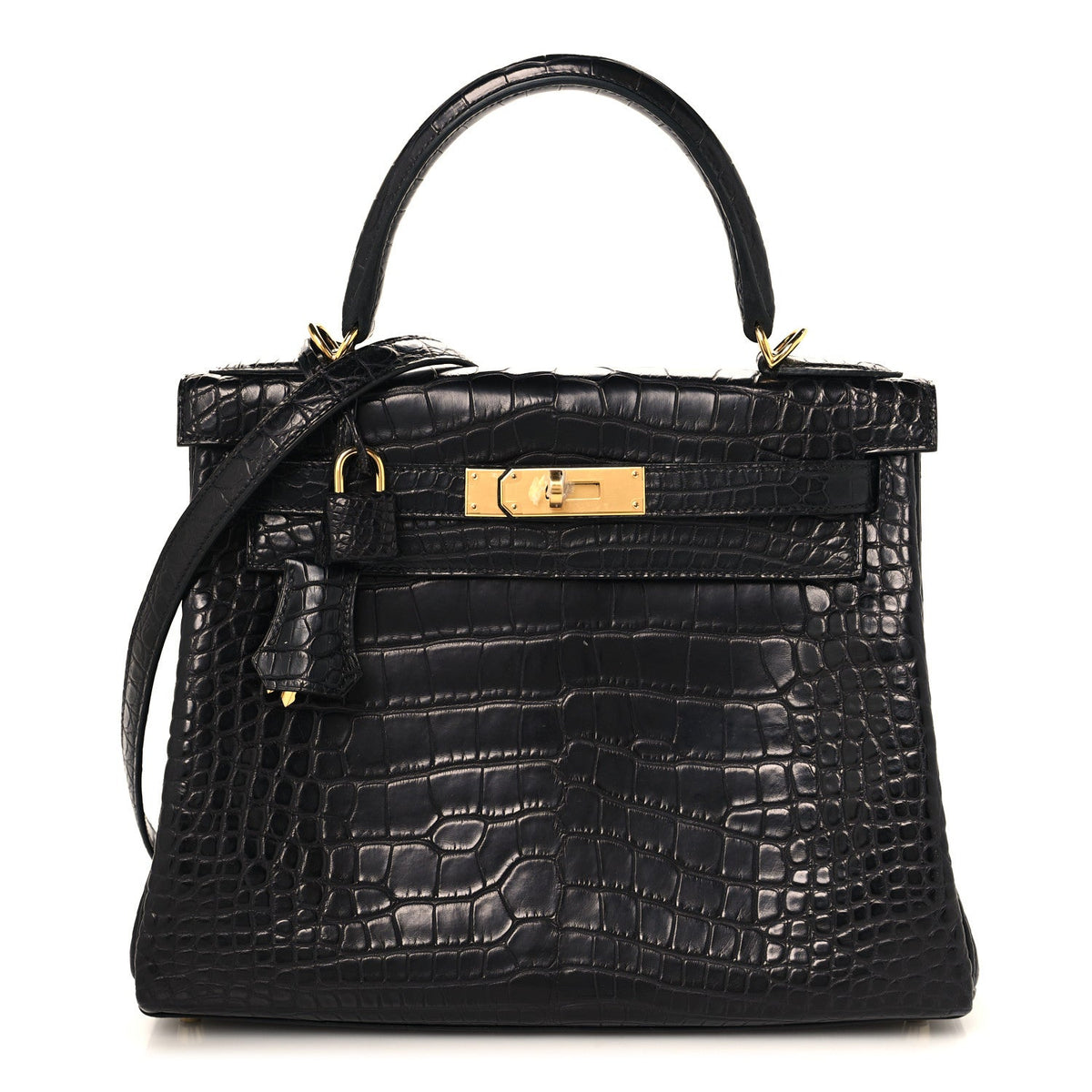 Matte Alligator Kelly Retourne 28 Black product image 1, provided for visual reference and product detail review