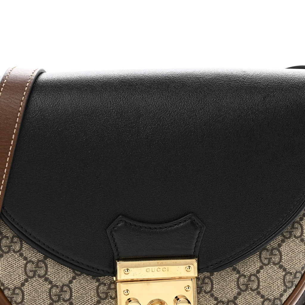 GG Supreme Monogram Calfskin Small Padlock Messenger Shoulder Bag Beige Black Cuir product image 8, provided for visual