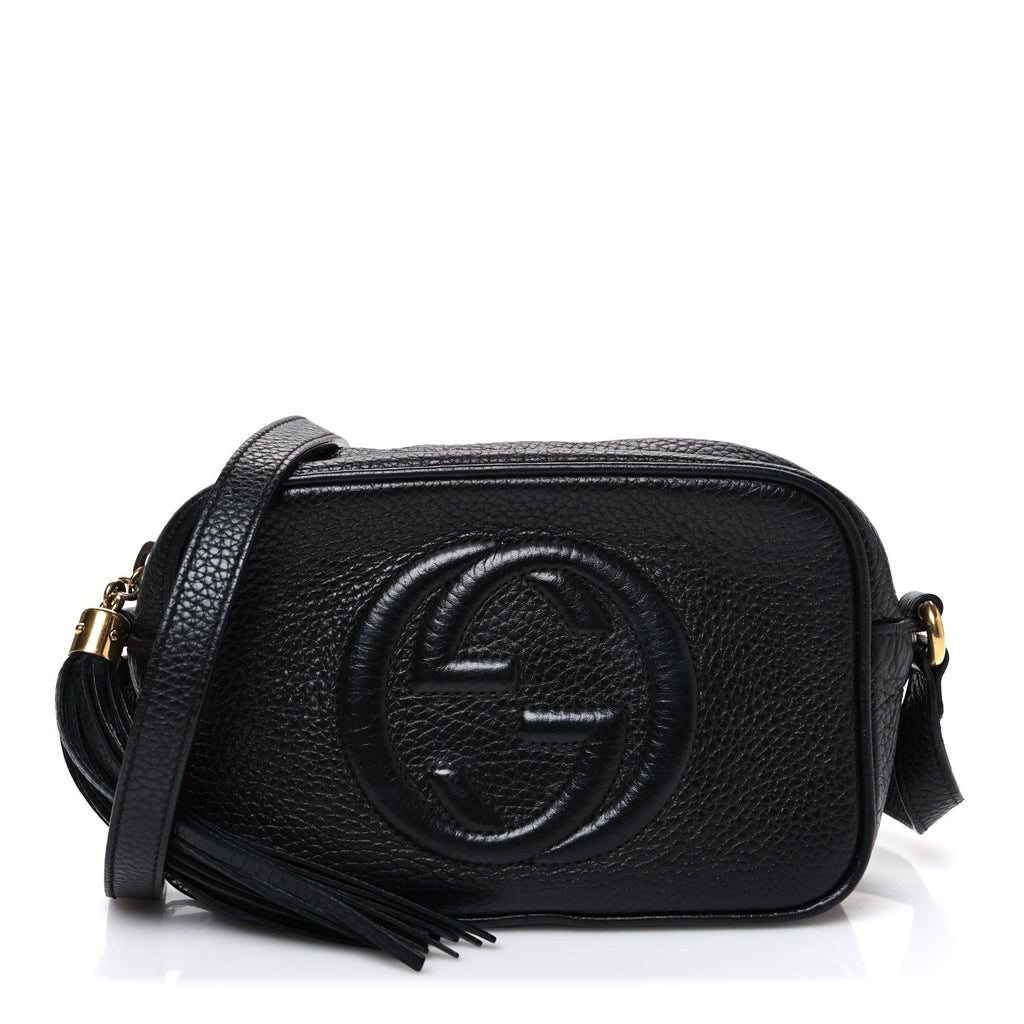 Pebbled Calfskin Small Soho Disco Bag Black product image 1, provided for visual reference and product detail review