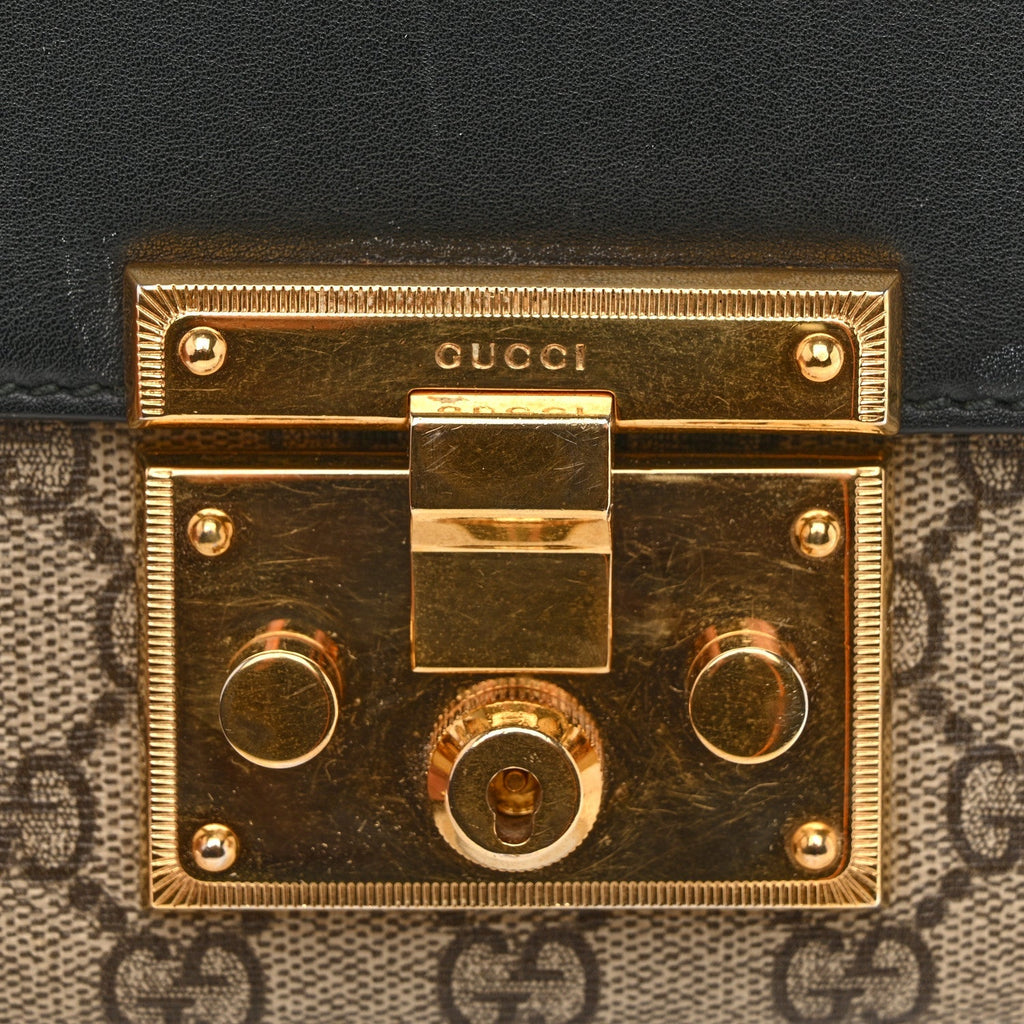 GG Supreme Monogram Calfskin Small Padlock Shoulder Bag Beige Black Cuir product image 15, provided for visual reference and