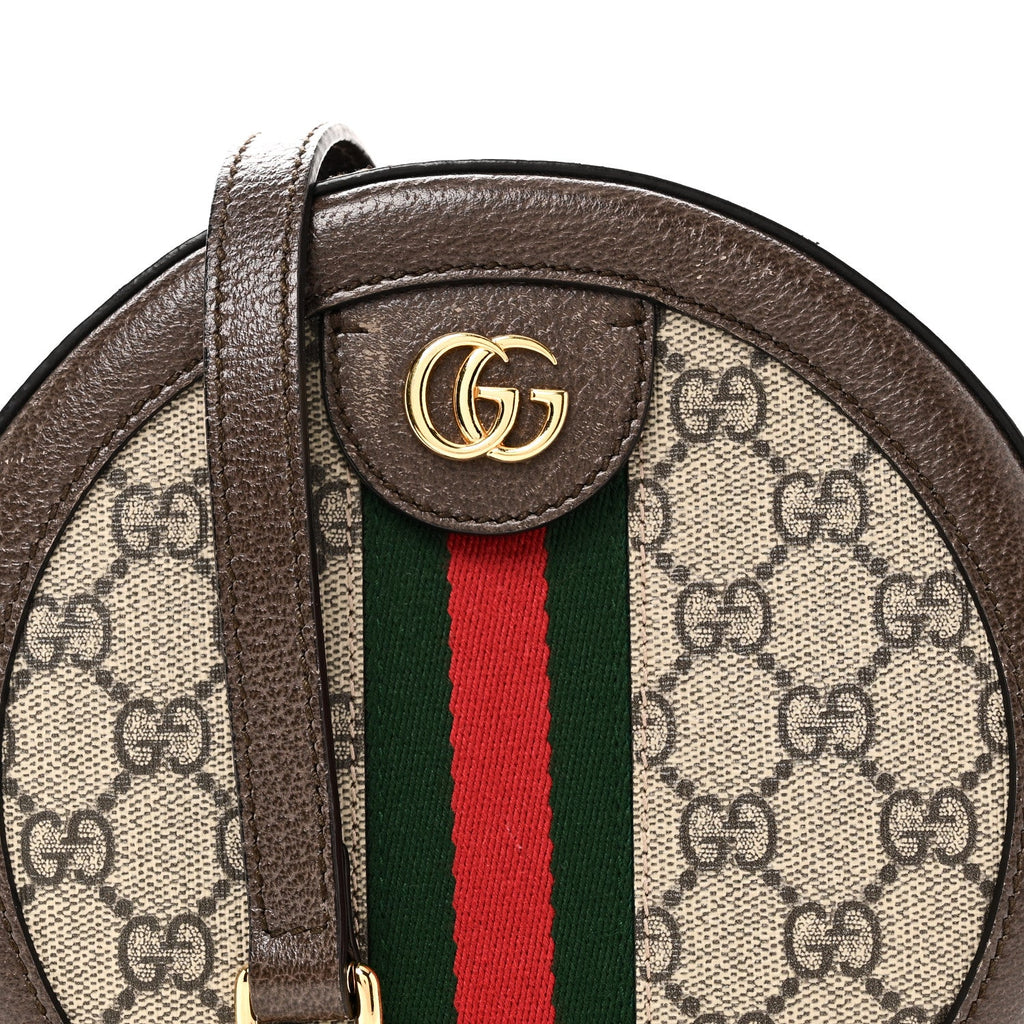 GG Supreme Monogram Web Mini Ophidia Round Shoulder Bag Brown product image 8, provided for visual reference and product